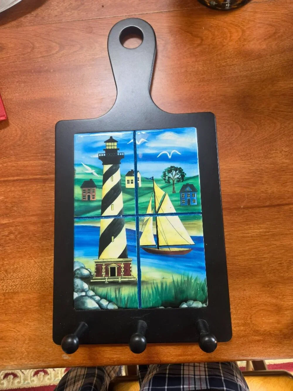 lighthouse landscape tiled wooden with hooks